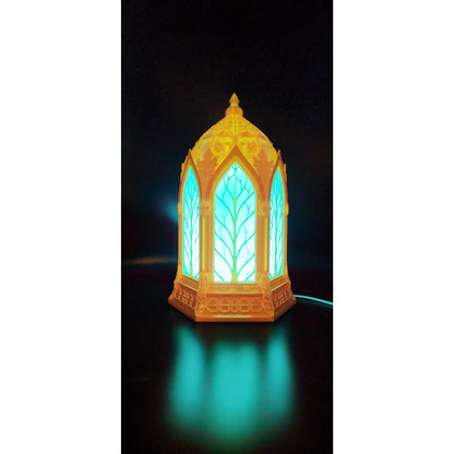 Fantasy cathedral LED lamp as bedroom or shelf decor