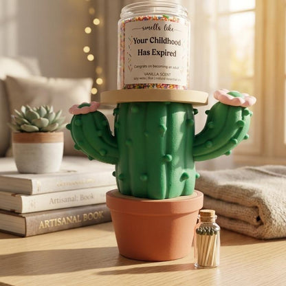 Desert Cactus 3D printed candle holder, view 1