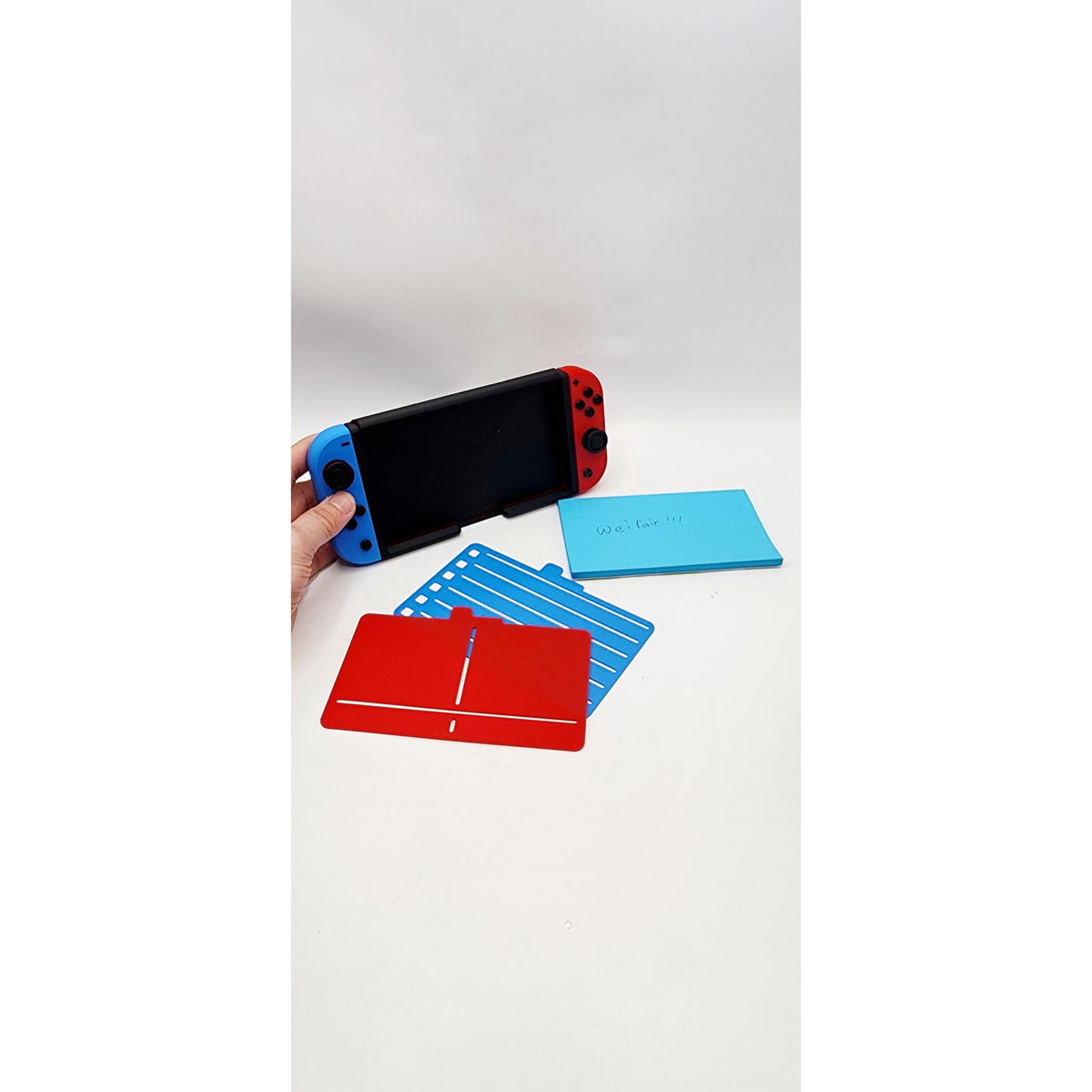 Controller-style magnetic sticky note 3D printed holder, view 4