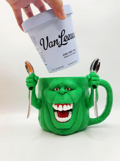 Hungry Green Ghost 3D printed ice cream pint holder, view 4