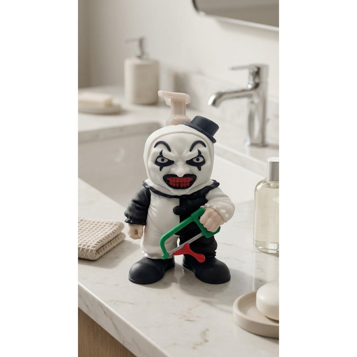 Slasher Mime Clown 3D printed soap holder, view 1