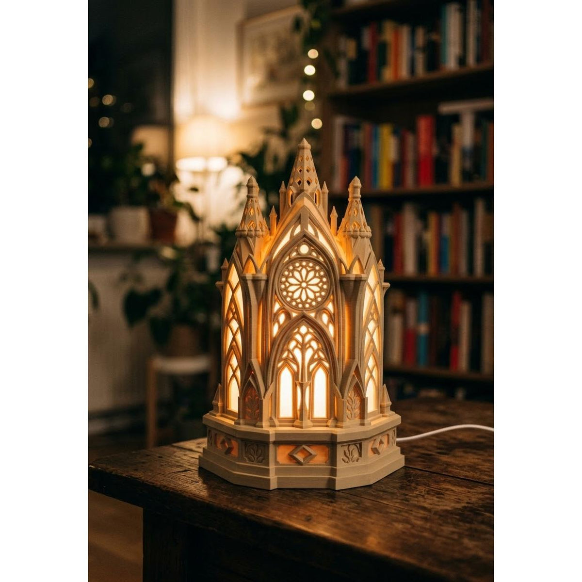 Gothic Cathedral and Elven Sanctuary 3D printed LED table lamps