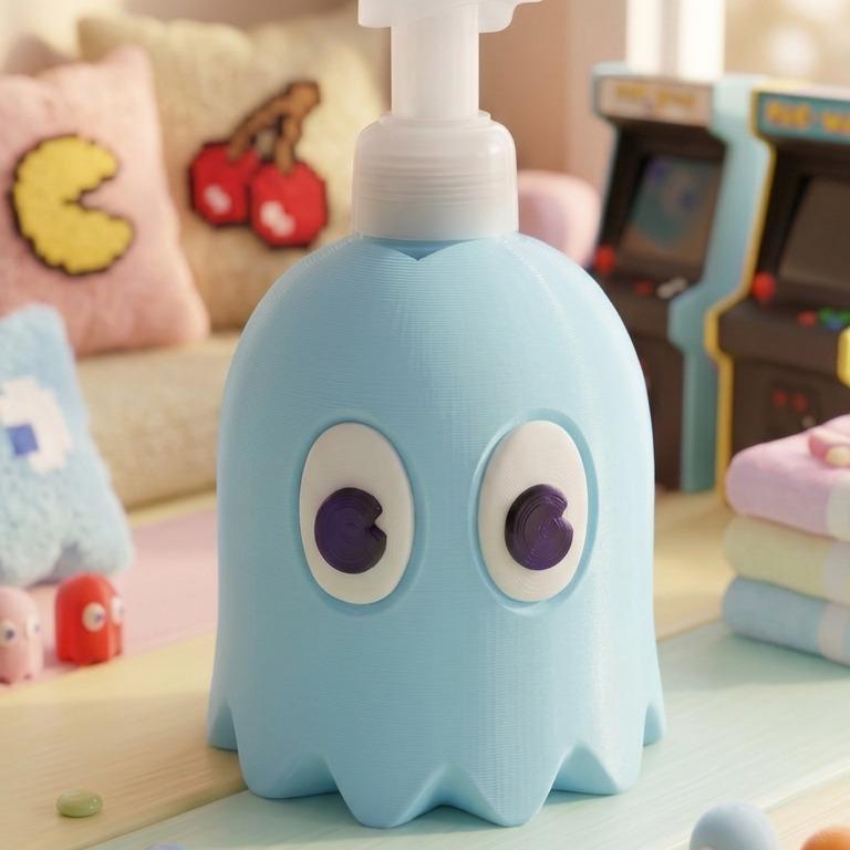 Pixel Arcade Ghostface 3D printed soap dispenser cover, view 4