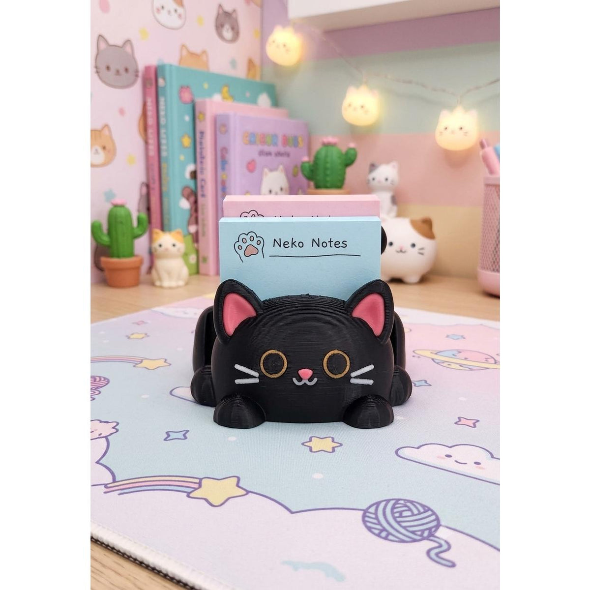 Cute Cat 3D printed sticky note holder, view 1