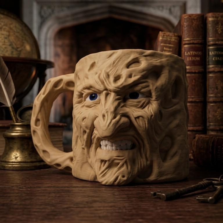 Burnt Face Dream Demon 3D printed ice cream pint holder, view 1
