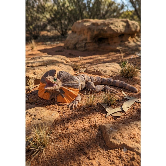 Frilled Neck Lizard 3D printed articulated model, view 1