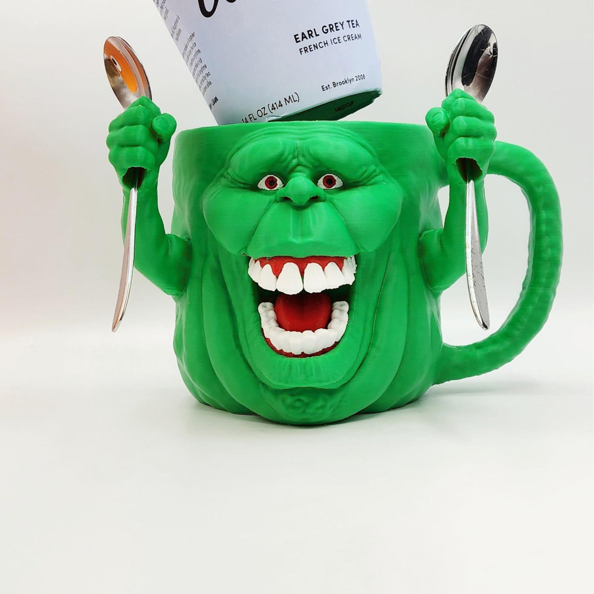 Hungry Green Ghost 3D printed ice cream pint holder, view 9