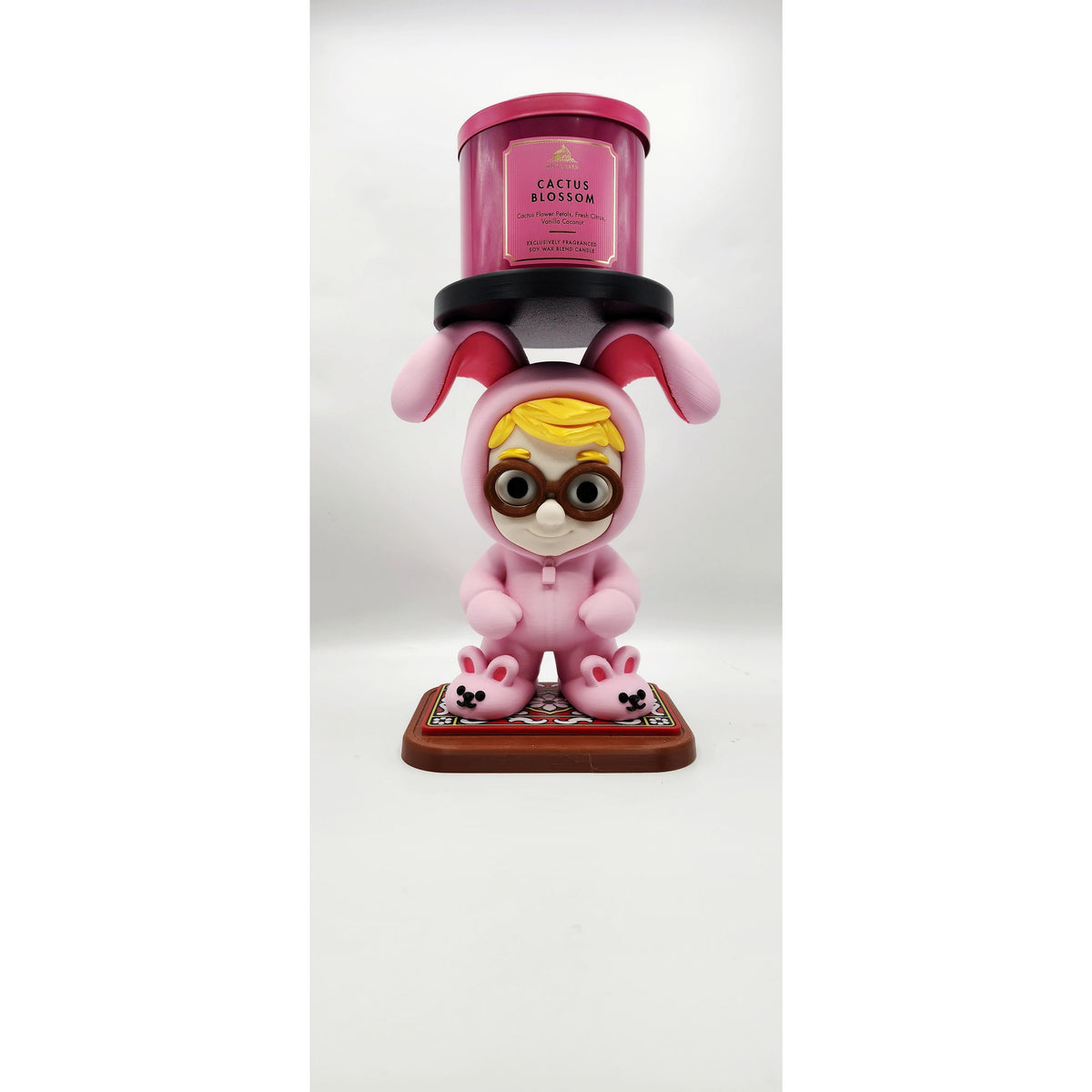 Pink Bunny Onesie 3D printed candle holder, view 3
