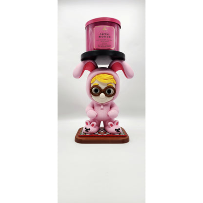 Pink Bunny Onesie 3D printed candle holder, view 3