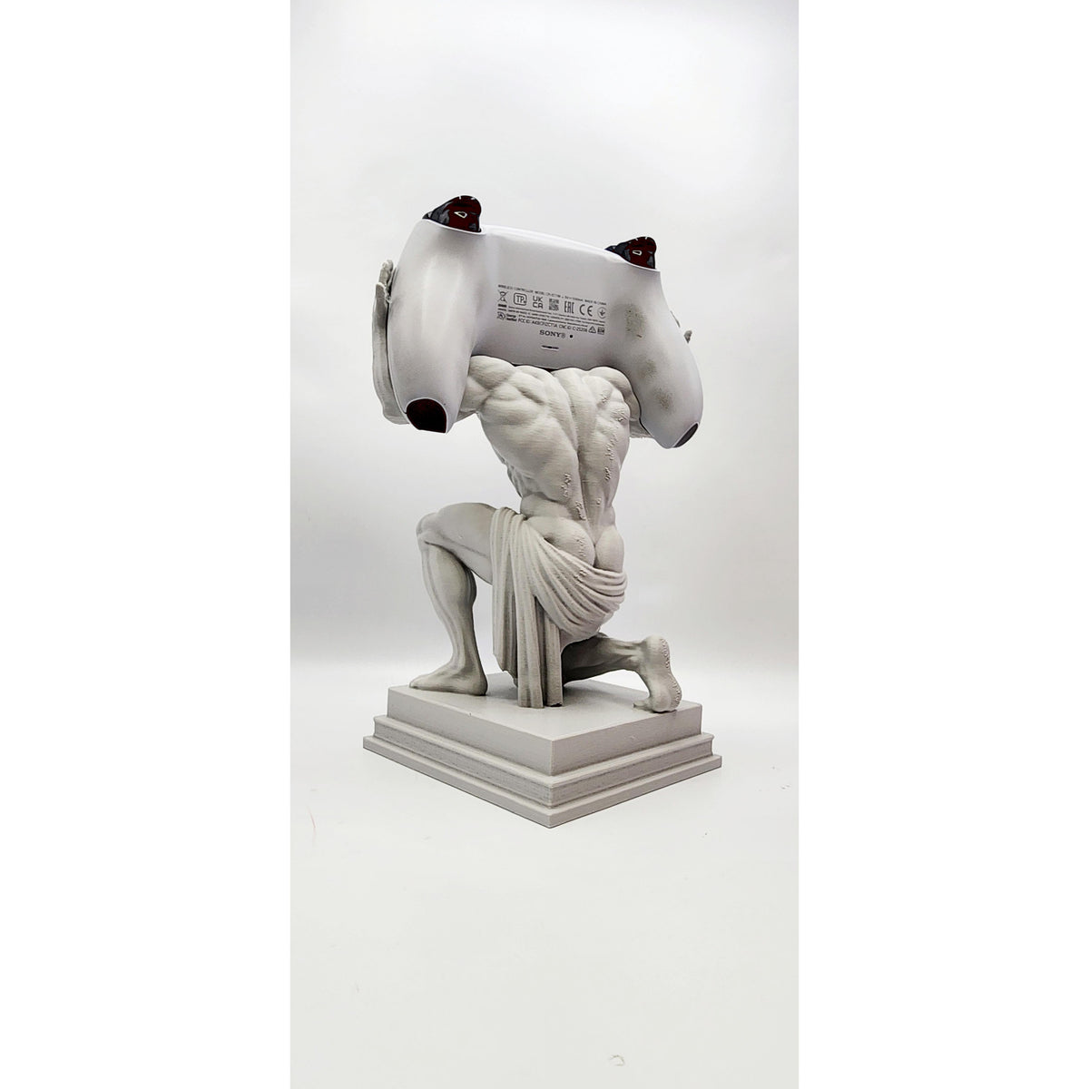 Atlas statue 3D printed controller stand, view 4