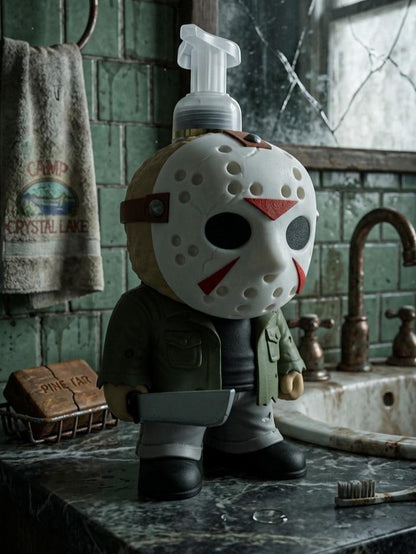 Camp Slasher Mask 3D printed soap dispenser holder, view 3