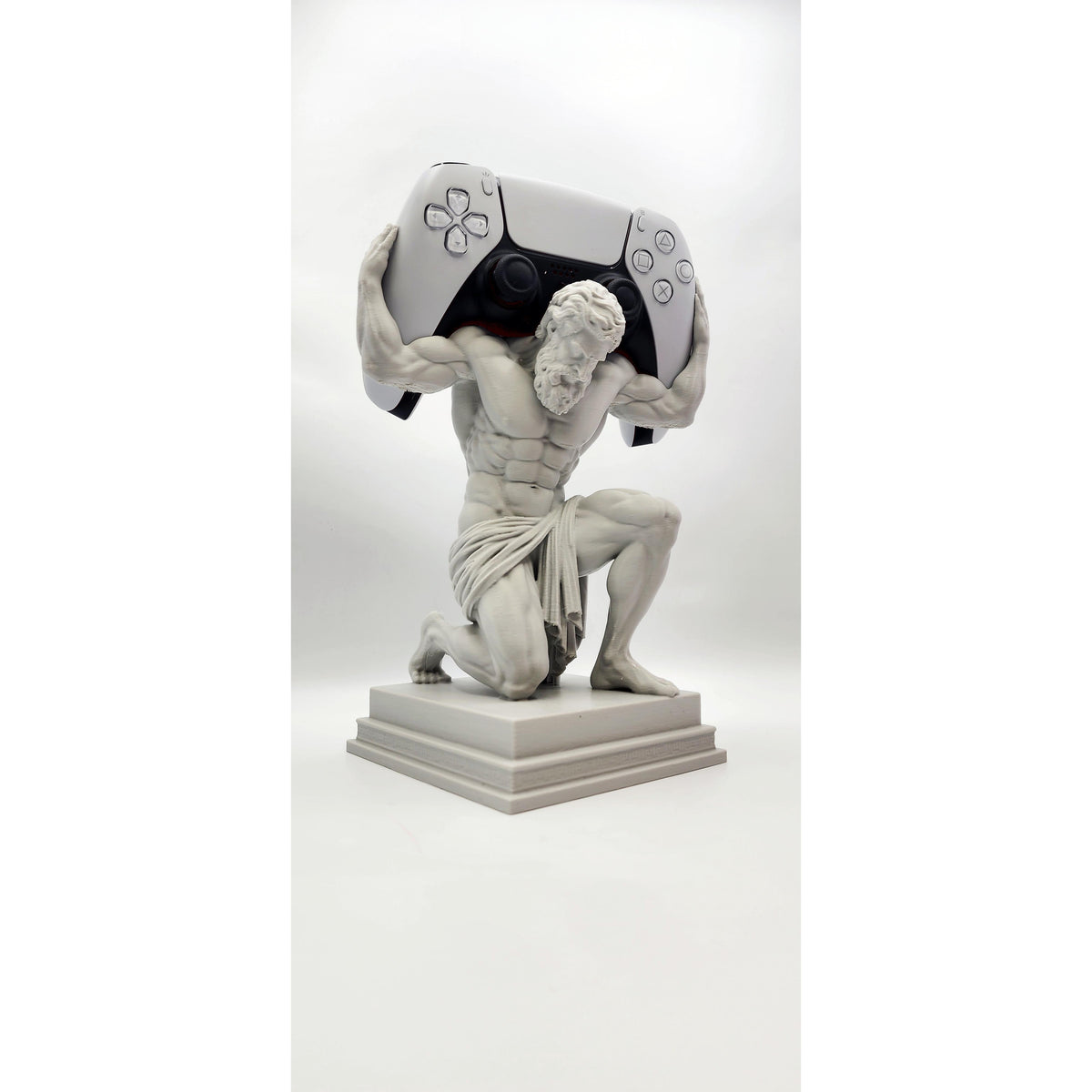 Atlas statue 3D printed controller stand, view 2