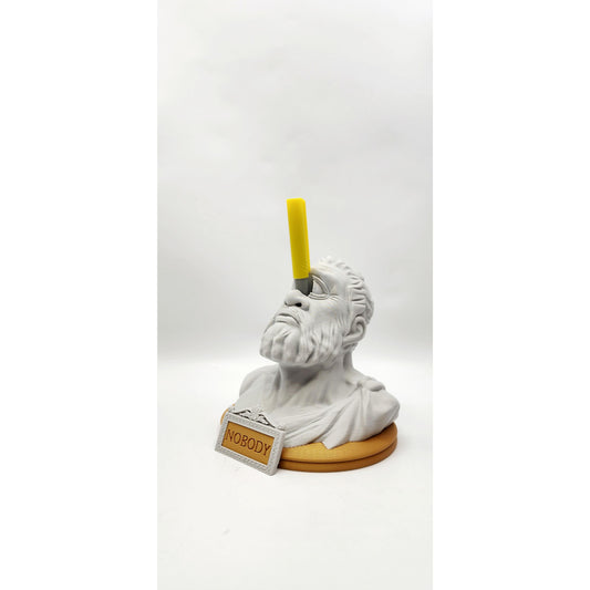 Cyclops Bust 3D printed pen stand, view 1