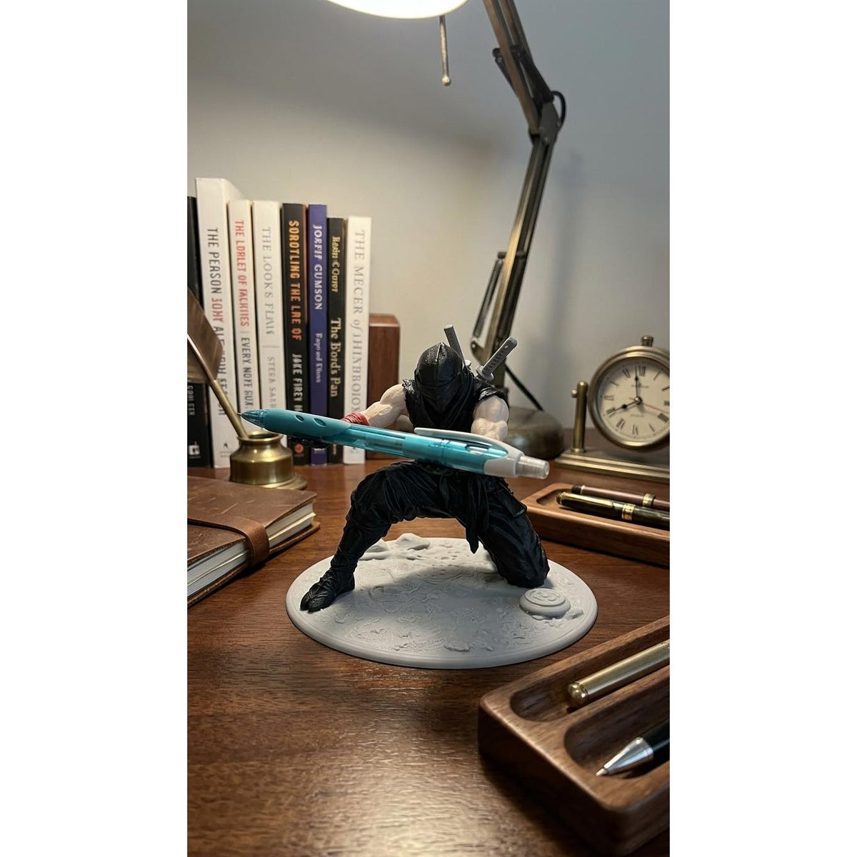 Kneeling Warrior 3D printed pen holder, view 3