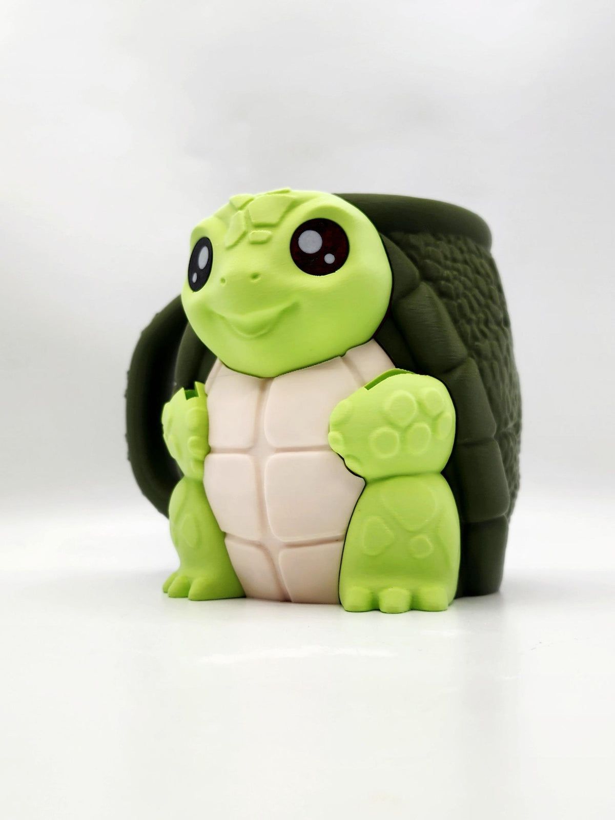 Turtle 3D printed ice cream pint holder, view 3
