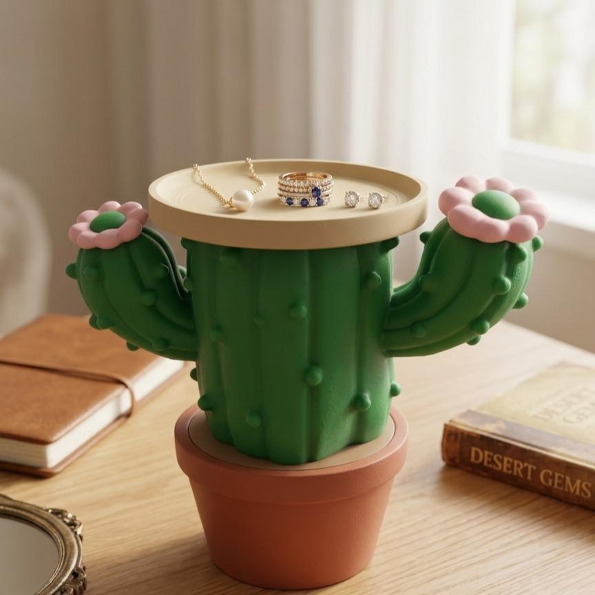 Desert Cactus 3D printed candle holder, view 3