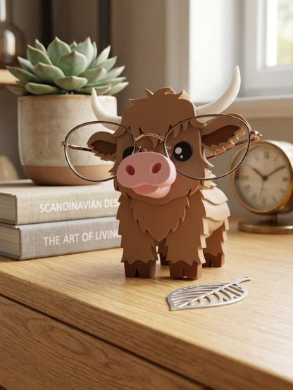 Highland Cow 3D printed eyeglasses holder, view 1