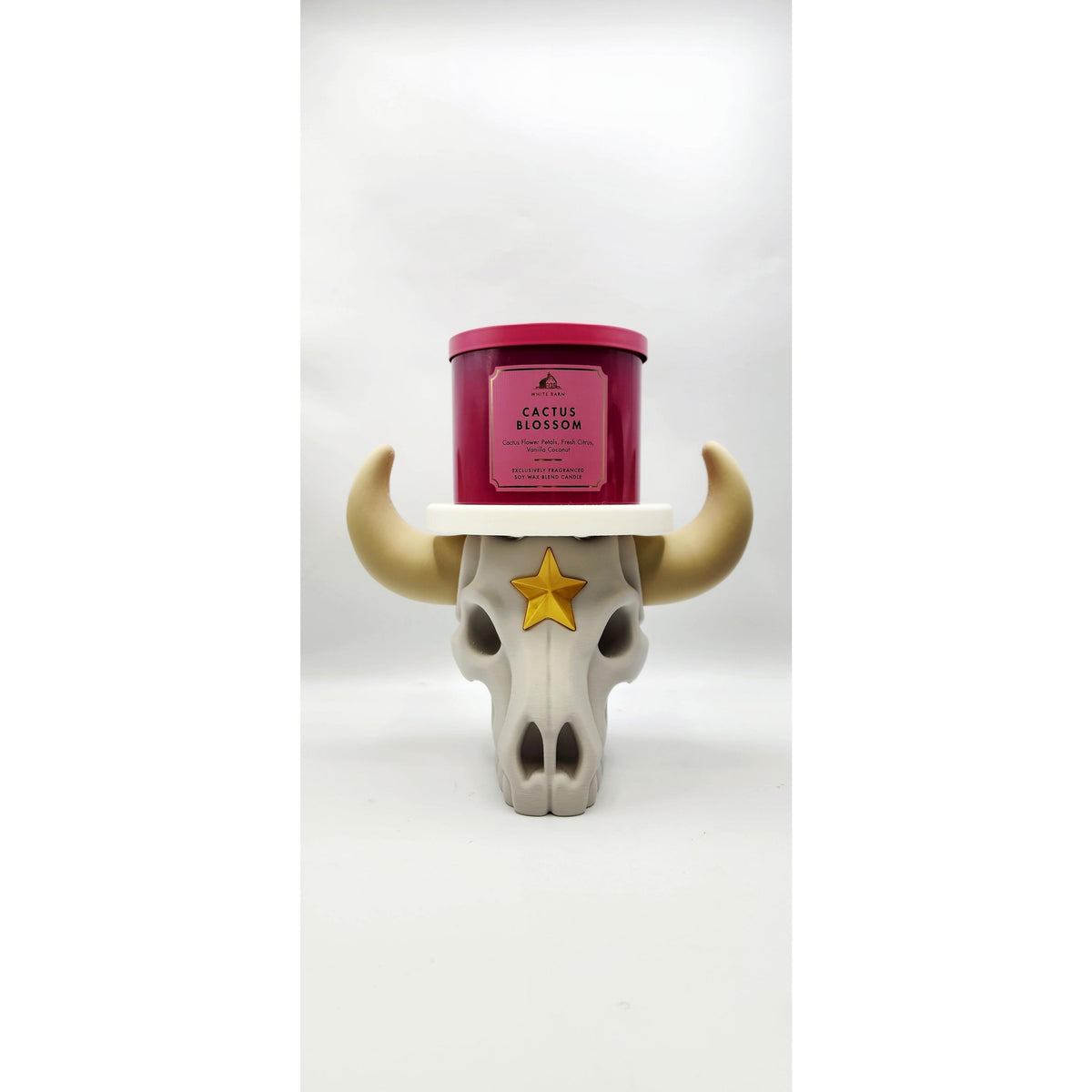 Texas Longhorn Skull 3D printed candle holder, view 1