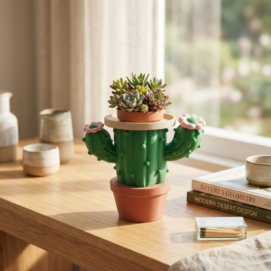 Desert Cactus 3D printed candle holder, view 5