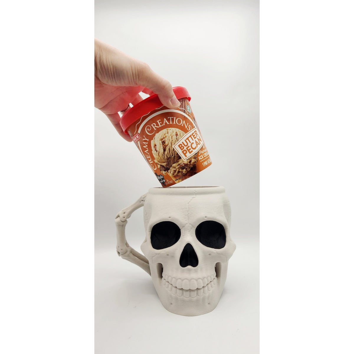 Skullivan Skull 3D printed ice cream pint holder, view 5