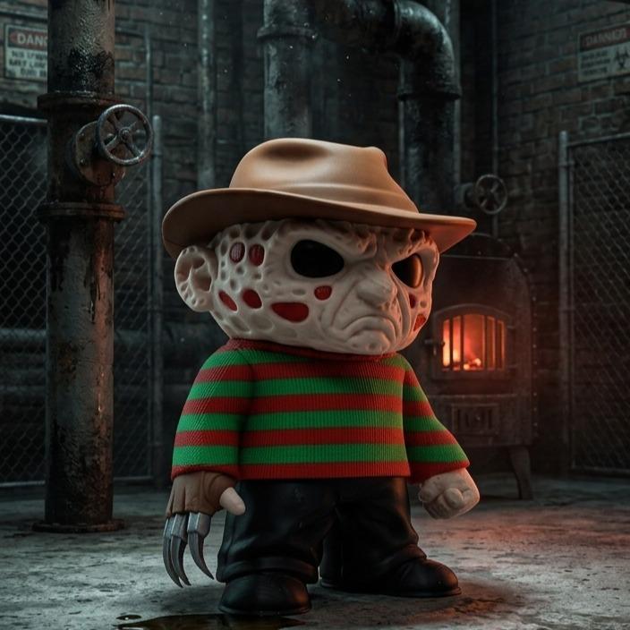 Horror Chibi Figure 3D printed soap pump holder, view 2
