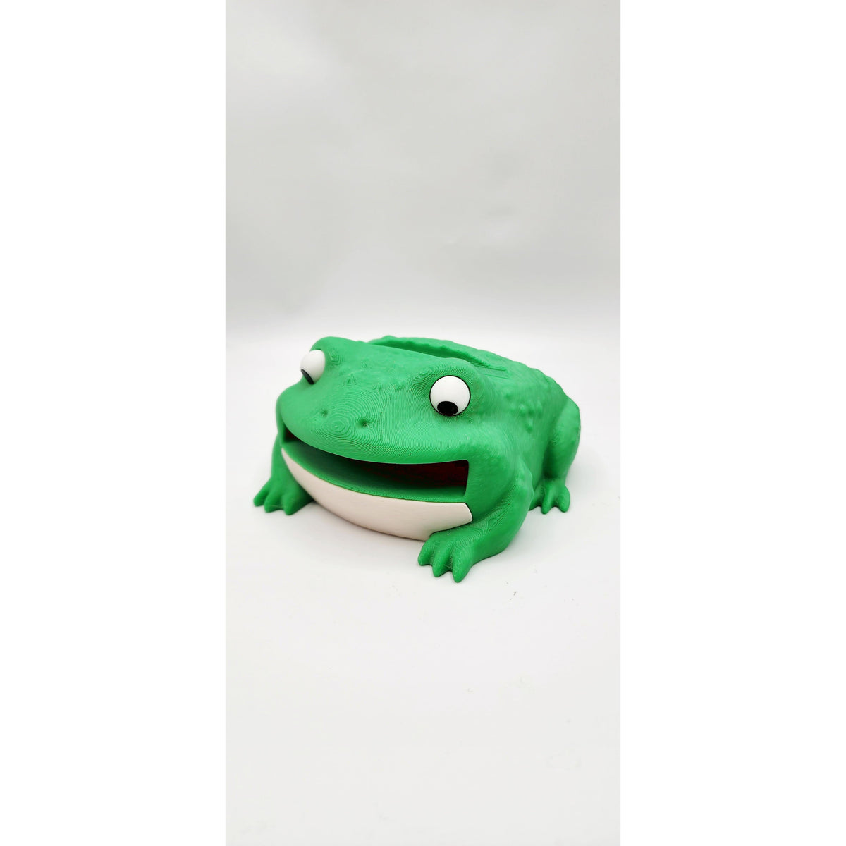 Toad 3D printed sticky note dispenser, view 2