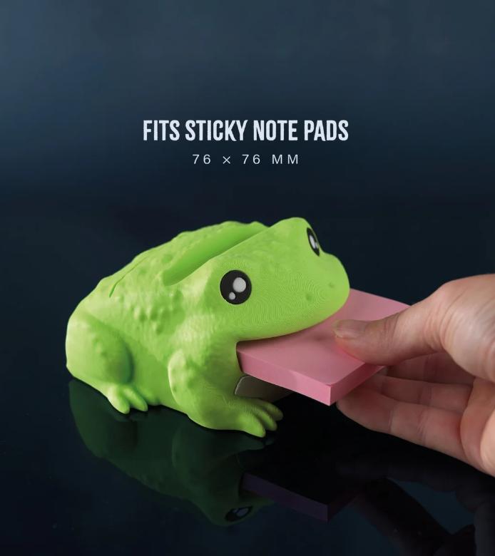 Toad 3D printed sticky note dispenser, view 7
