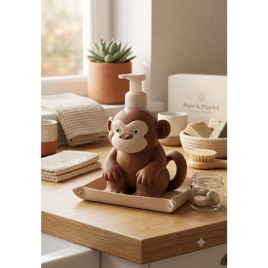 Cute Monkey 3D printed soap dispenser holder, view 1