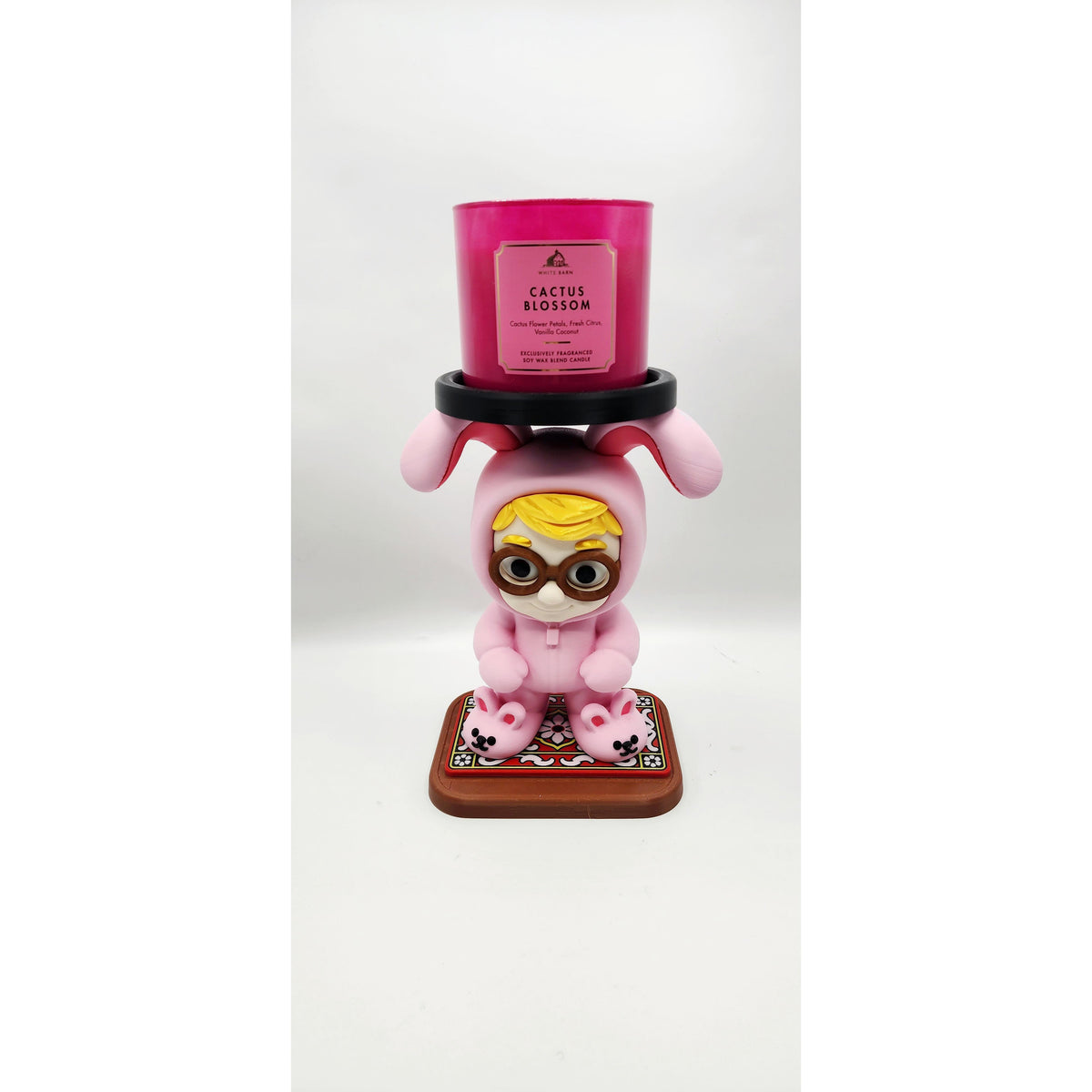 Pink Bunny Onesie 3D printed candle holder, view 8