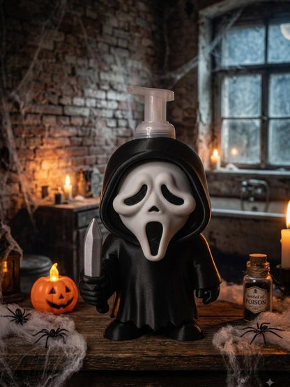 Halloween Ghost Slasher 3D printed soap pump holder, view 1