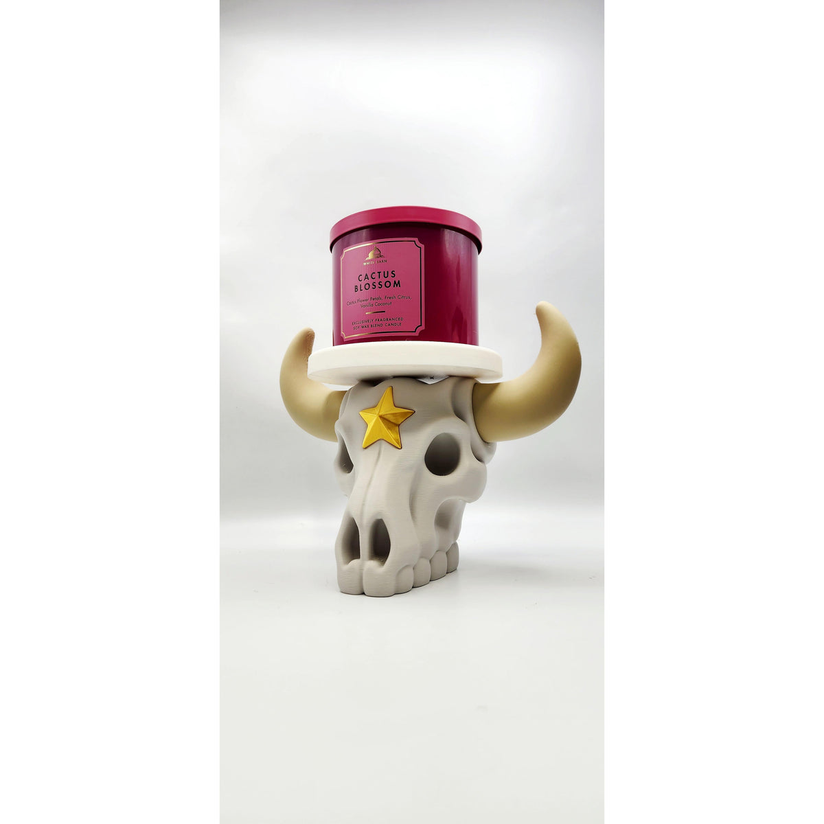 Texas Longhorn Skull 3D printed candle holder, view 5