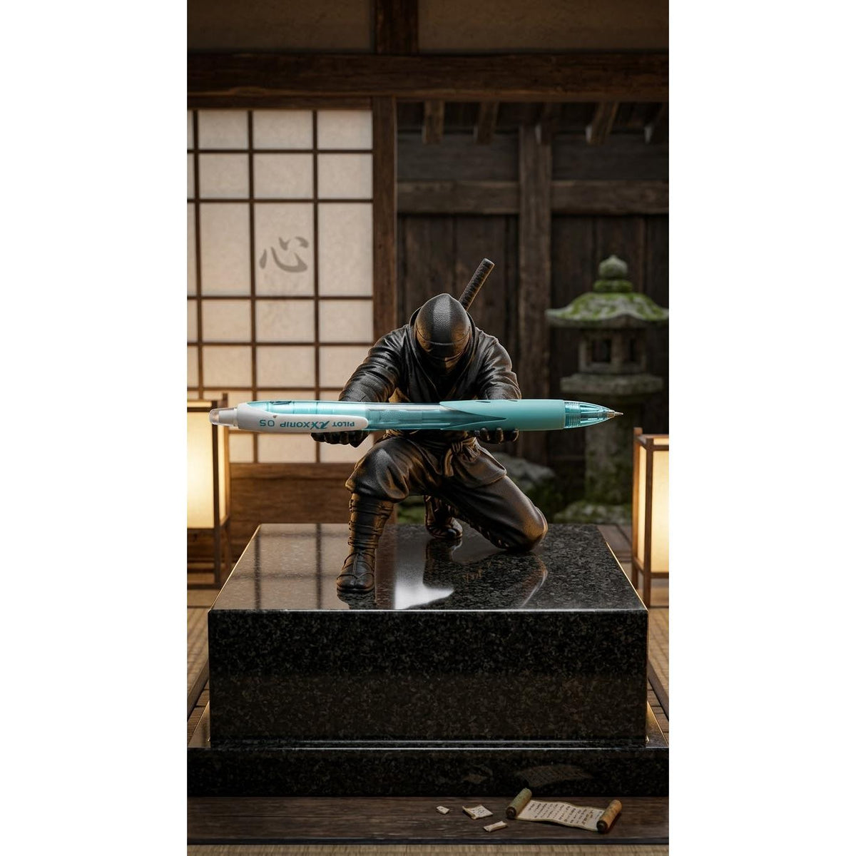Kneeling Warrior 3D printed pen holder, view 1