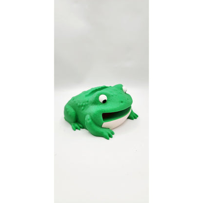Toad 3D printed sticky note dispenser, view 3