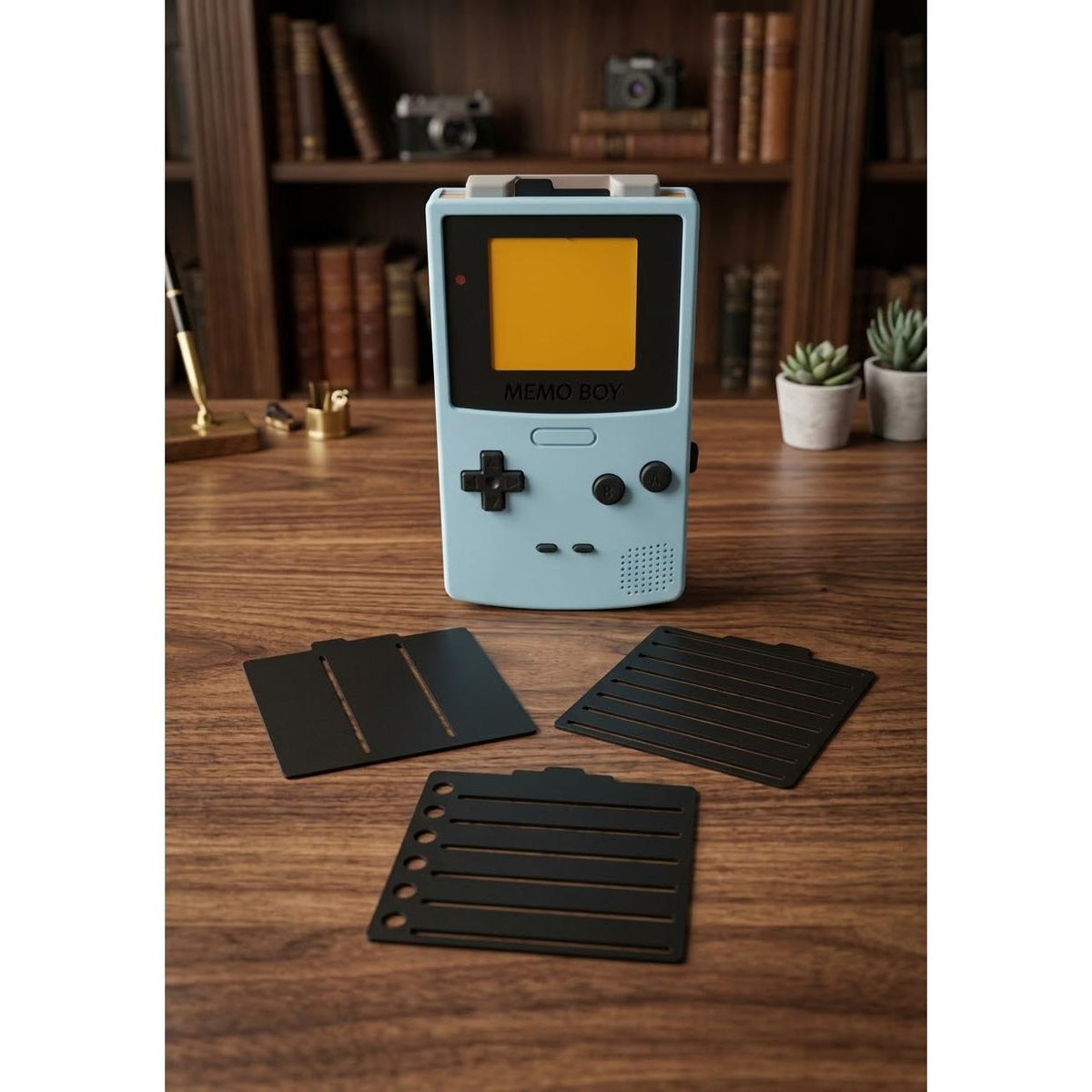 Retro Handheld 3D printed memo holder, view 3