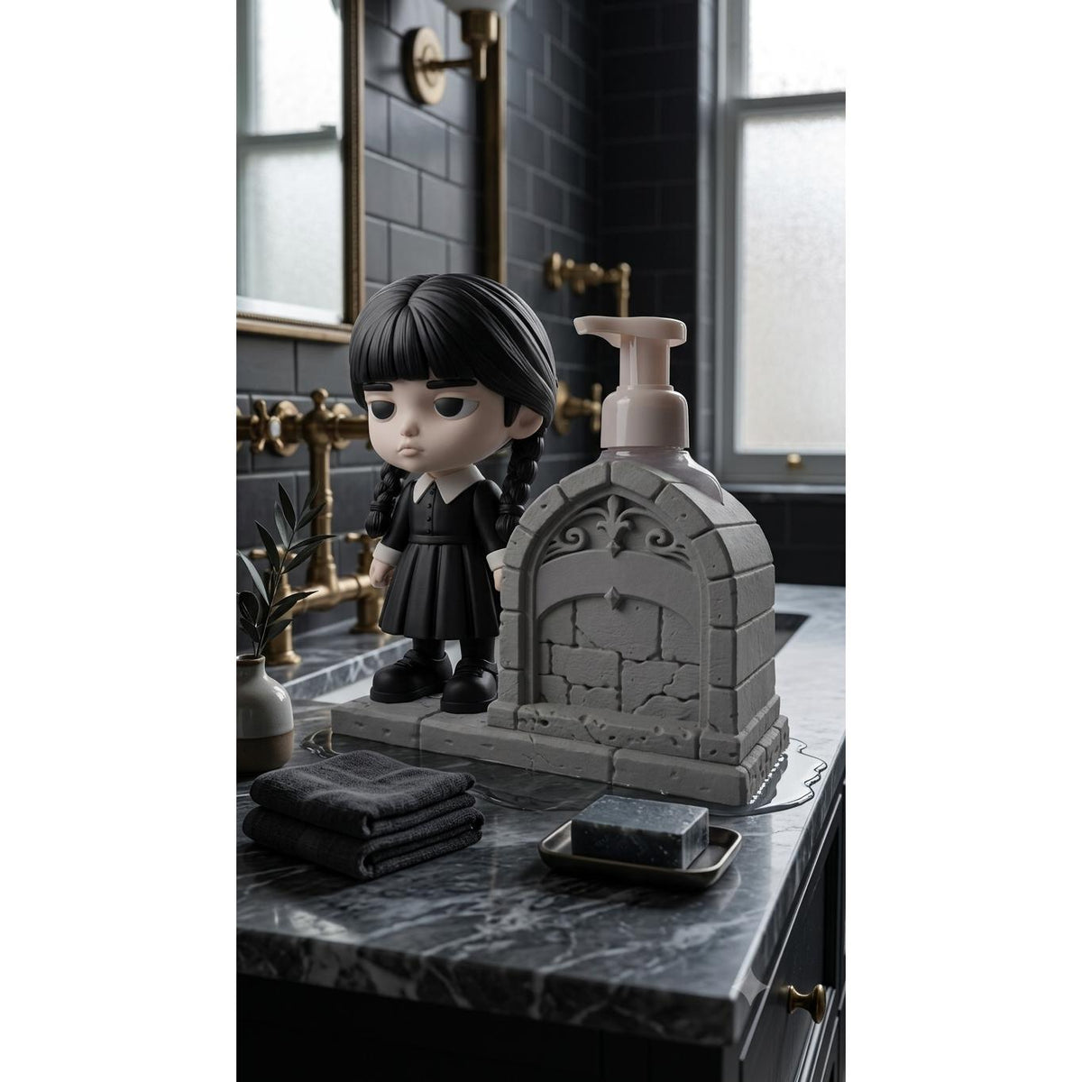 Gothic Braided 3D printed soap dispenser holder, view 1